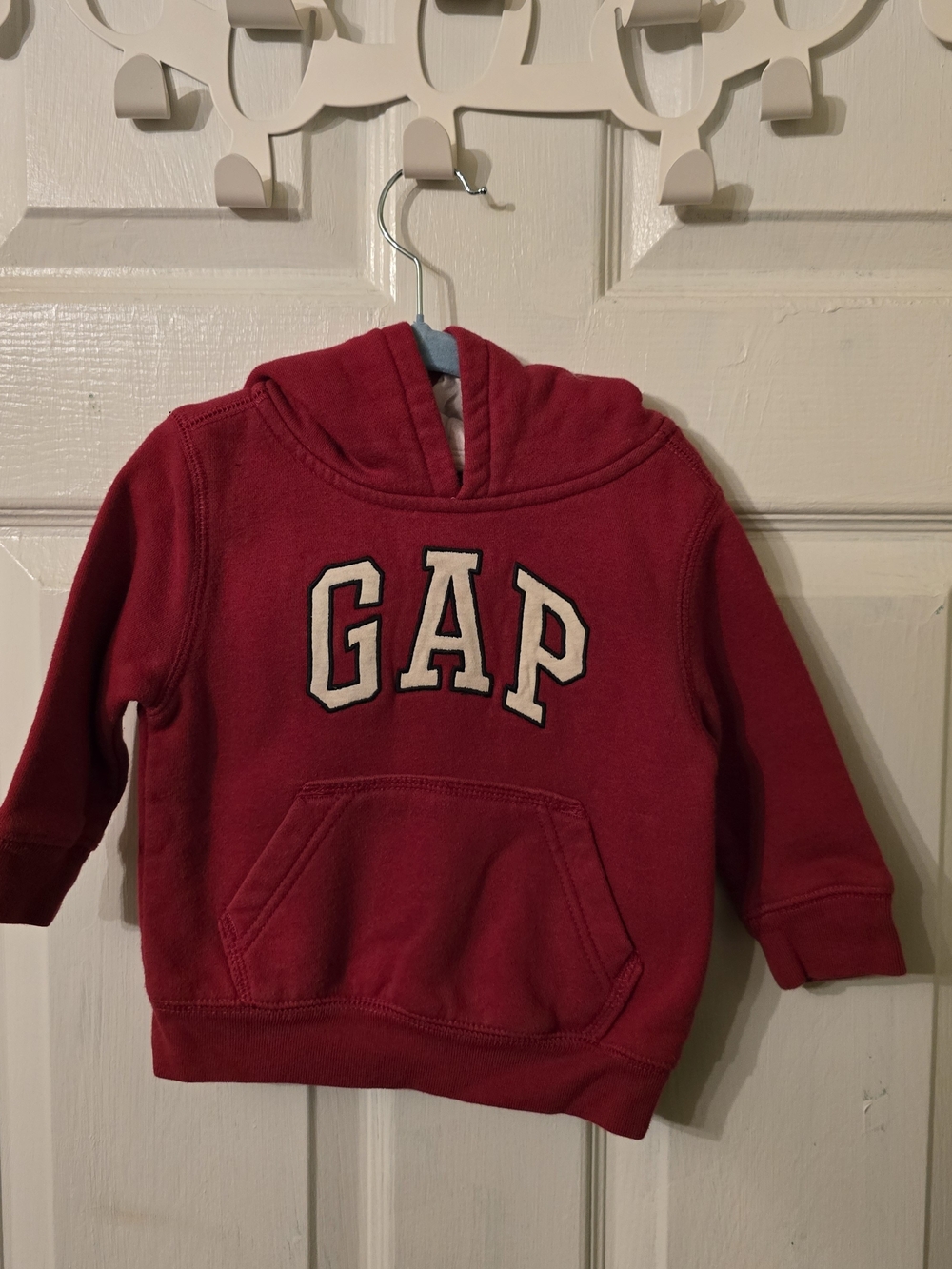 GAP Toddler Deep Red Hooded Sweatshirt with Logo